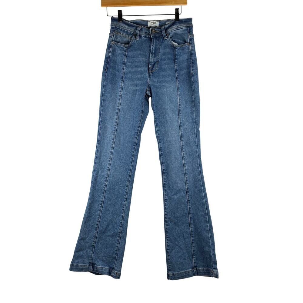 Kensie Jeans Women's 2/26 Blue The Savannah High Rise Flare Front Seam Stretch